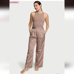 NWT Victoria’s Secret Bare Taupe Lux Glossy Sport Wide-Leg Jumpsuit Size Large